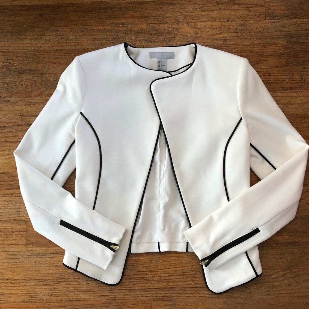 H&M white cotton blazer